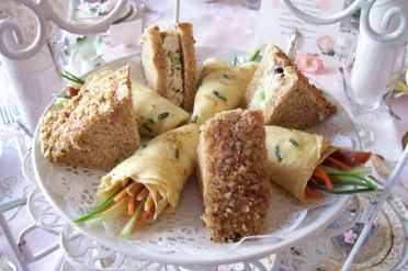 Harvest Chicken Tea Sandwiches and Savory Crepe Coronets