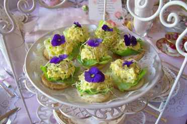 Spring Egg and Violet Tea Sandwiches