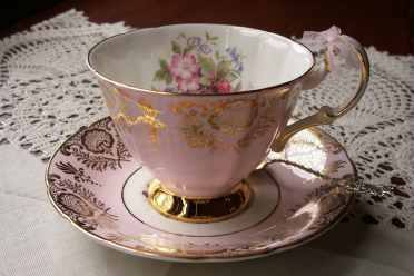 Pink Teacup with Demitasse Spoon